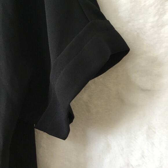 BCBGMaxAzria Black Drape Front Hi-Low Sheer Top - Picture 3 of 16